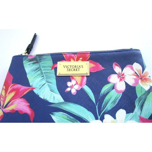 Victoria's Secret Navy & Floral Makeup Pouch/Case/Clutch - New without Tags - Picture 3 of 12